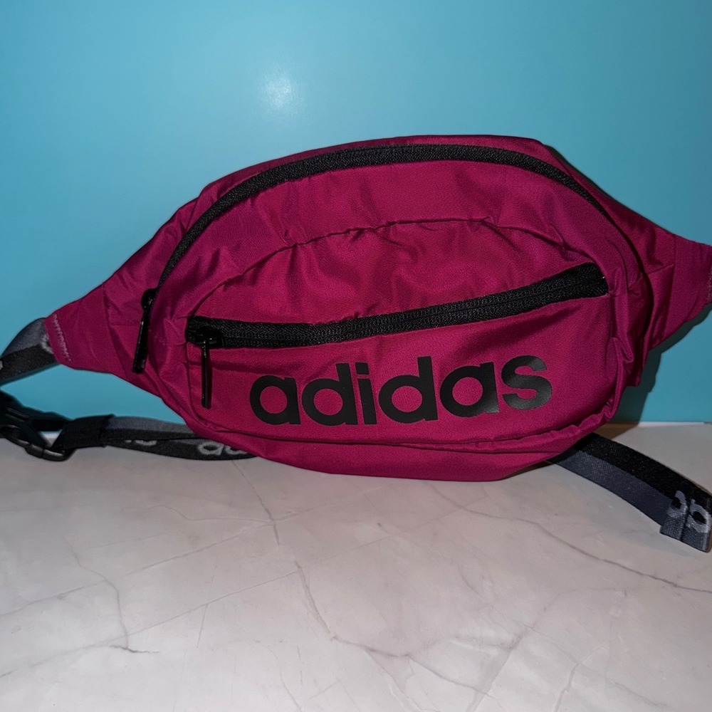 Adidas Waist Bag OS Magenta Burgundy Logo Fanny Pack Crossbody Hip Belt